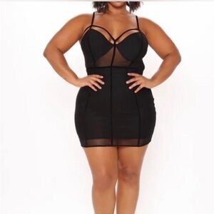 Fashion Nova Elegant Black Mesh Mini Dress
